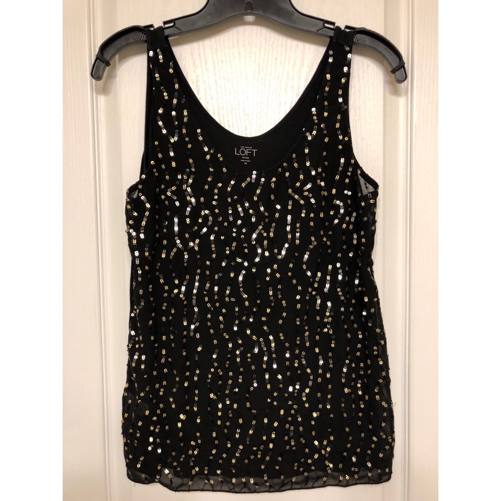 LOFT Gold Sparkles Tank Top